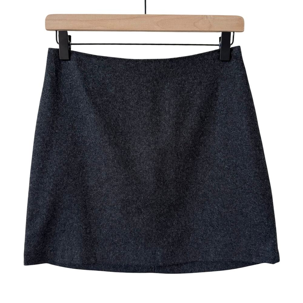 Aritzia Wilfred Classic Wool A-Line Mini Skirt in Heather Charcoal Gray Size 4 - Picture 5 of 9